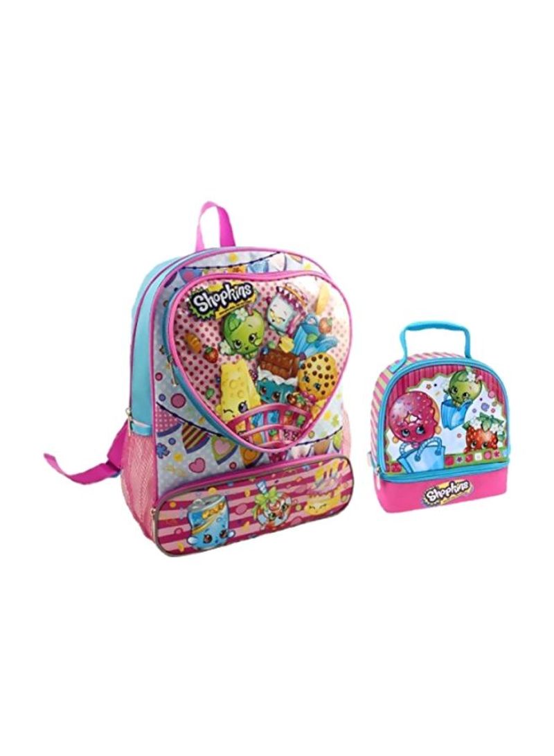 2-Piece Zippered Backpack And Lunch Box Set
