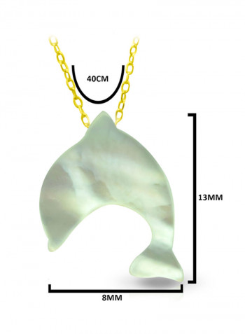 18 Karat Gold Dolphin Shape Mother Of Pearl Pendant Necklace