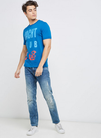Half Sleeve Casual T-Shirt Blue