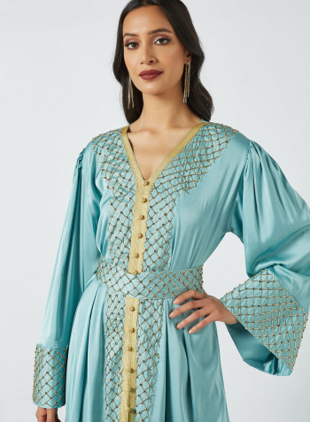 Moroccan Kaftan Blue/Gold