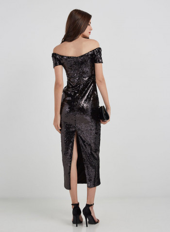 Sequin Detailed Dress Black