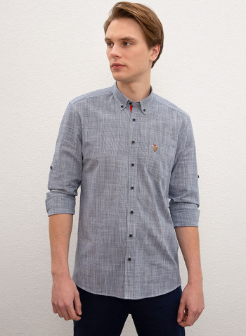 Button Down Collar Shirt Blue