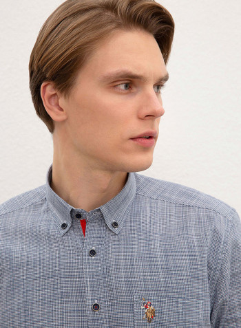 Button Down Collar Shirt Blue