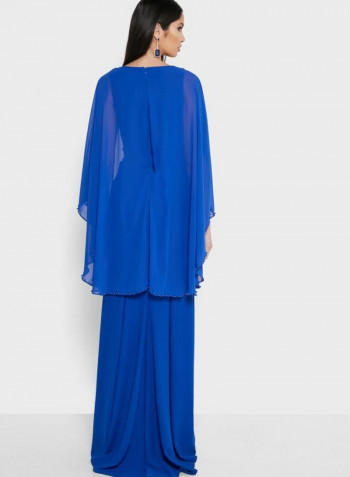 Embroidered Maxi Dress Blue