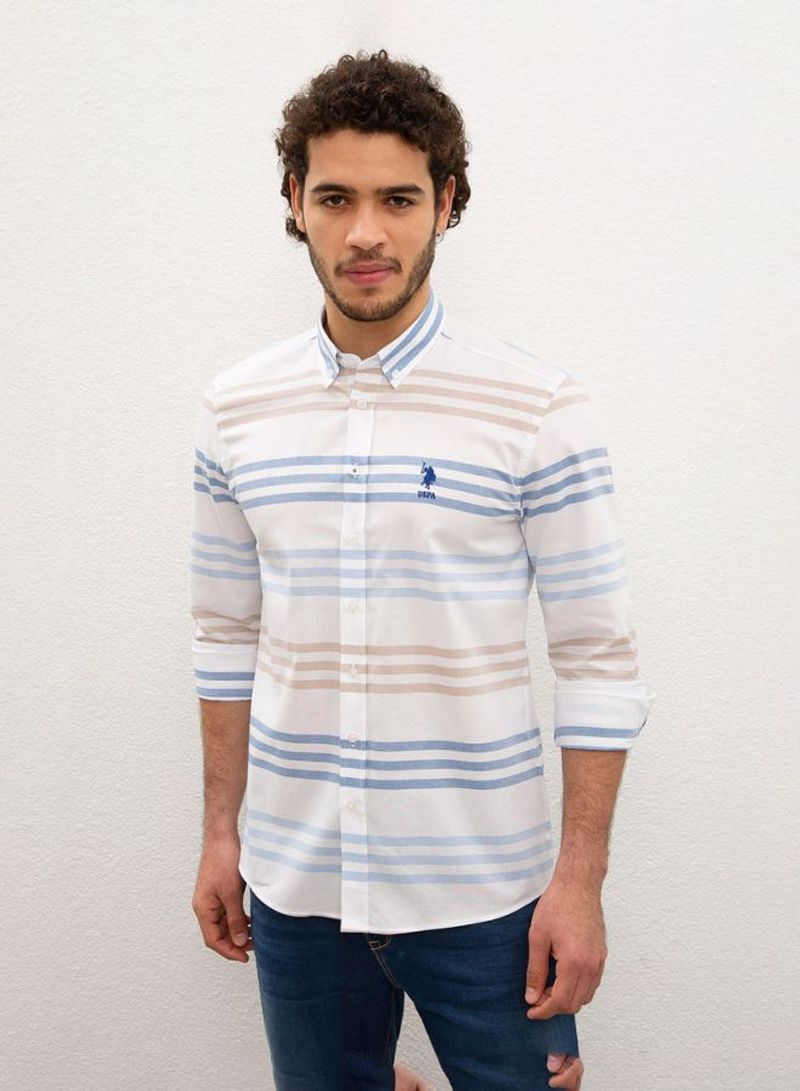 Striped Cotton Shirt Blue