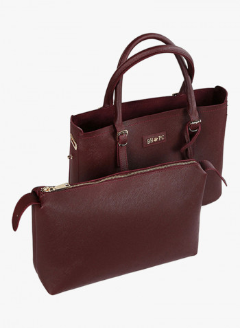 Tote Bag With Pouch Claret Red