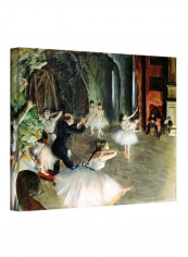 Rehearsal Of The Ballet On Stage Canvas Artwork Black/White/Green 14x18inch