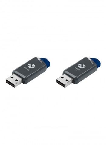 Pack Of 2 Flash Drive 0.75x0.4x2.25inch Black