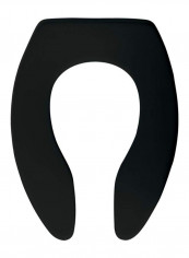 Elongated Open Front Toilet Seat Black