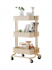 3-Tier Kitchen Storage Trolley With Wheel Beige 45.5x36.5x16.5cm reviews 3-Tier Kitchen Storage Trolley With Wheel Beige 45.5x36.5x16.5cm