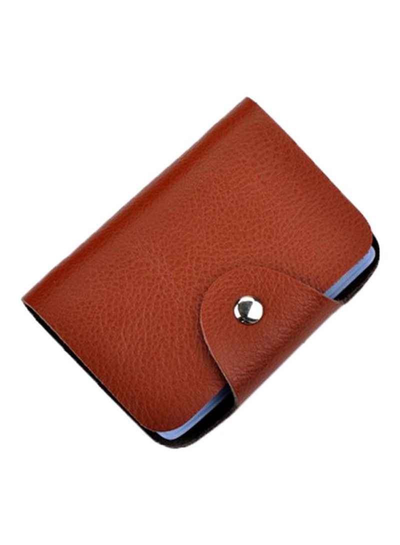 Leather Card Holder Wallet Brown