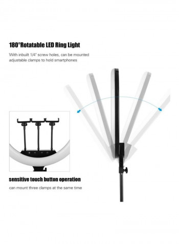 LED Ring Light with Tripod Cell Phone Holder White/Black
