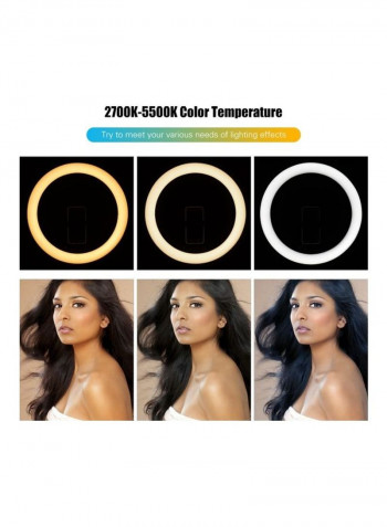 LED Ring Light with Tripod Cell Phone Holder White/Black