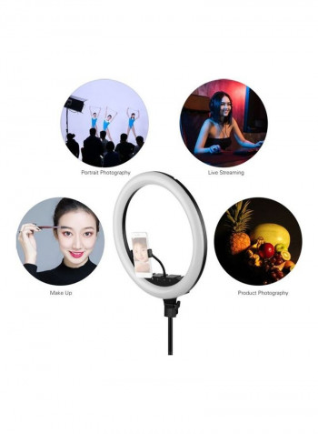 LED Ring Light with Tripod Cell Phone Holder White/Black