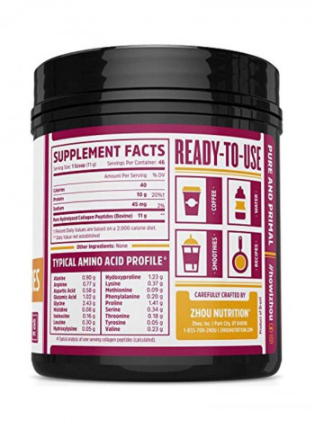 Collagen Peptides Hydrolyzed Protein Dietary Supplement