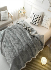 Soft Double Layer Air Conditioner Bed Blanket Cotton Grey 180x200centimeter