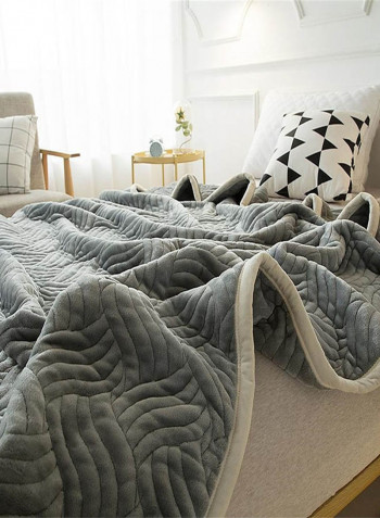 Soft Double Layer Air Conditioner Bed Blanket Cotton Grey 180x200centimeter