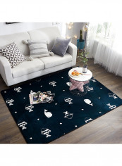 Anti-Skid Printed Floor Carpet Black/White 80X180centimeter