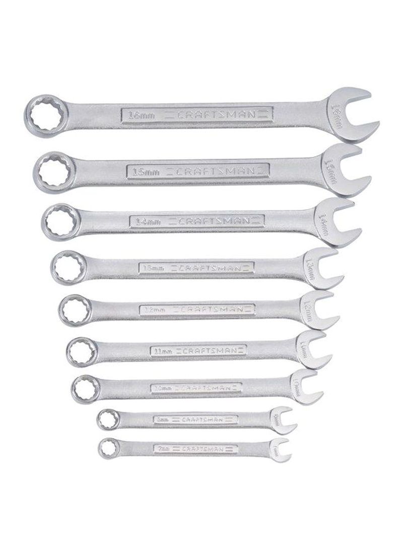 9-Piece Combination Wrench Set Silver