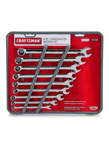 9-Piece Combination Wrench Set Silver