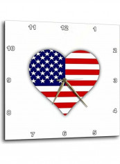 DPP 184871 3 American Flag Heart  Wall Clock Multicolour 15x15inch