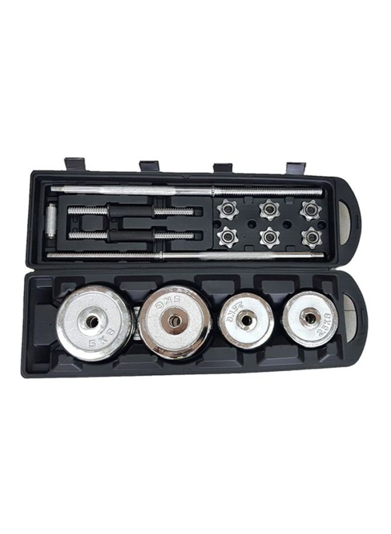 28-Piece Chrome Dumbbell and Barbell Set With Carry Case 50kg