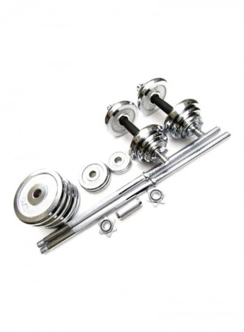 28-Piece Chrome Dumbbell and Barbell Set With Carry Case 50kg