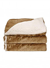 3-Piece Electric Throw Blanket Set Polyester Brown/White 50x60inch