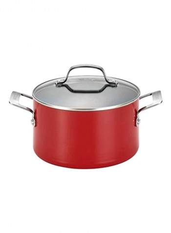 Aluminum Nonstick Dutch Oven Red/Silver 4.5Quart