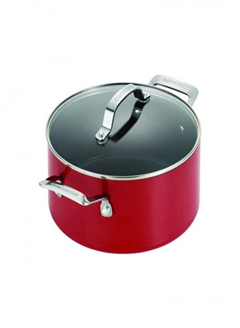 Aluminum Nonstick Dutch Oven Red/Silver 4.5Quart