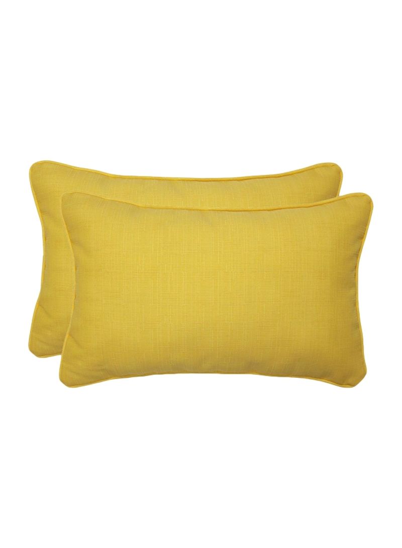 2-Piece Rectangular Throw Pillow Yellow 18.5x11.5x5inch