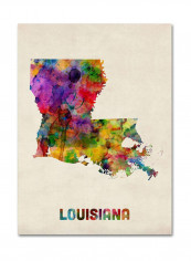 Louisiana Map Canvas Wall Art Multicolour 18 x 24inch