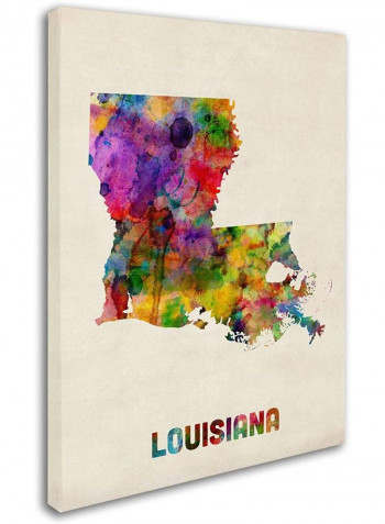 Louisiana Map Canvas Wall Art Multicolour 18 x 24inch
