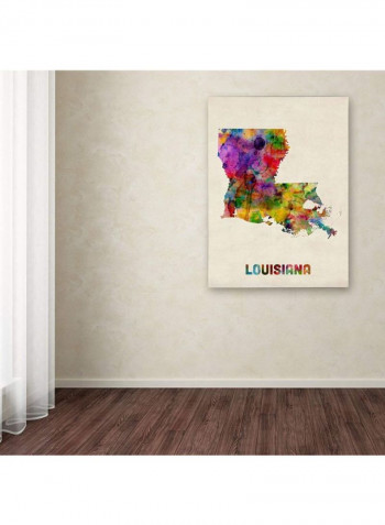 Louisiana Map Canvas Wall Art Multicolour 18 x 24inch