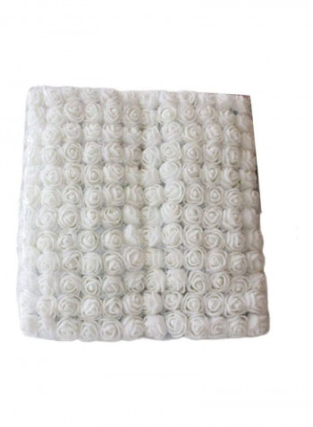 144-Piece Roses with Yarn Can Diy Plastic Flowers White