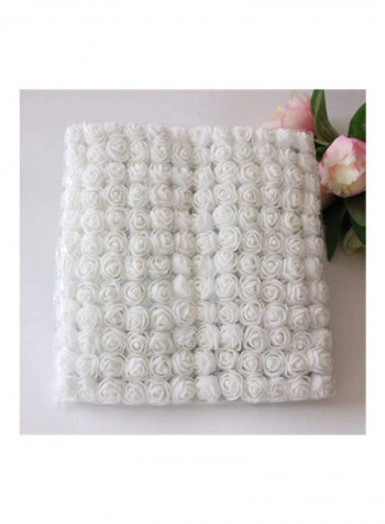 144-Piece Roses with Yarn Can Diy Plastic Flowers White
