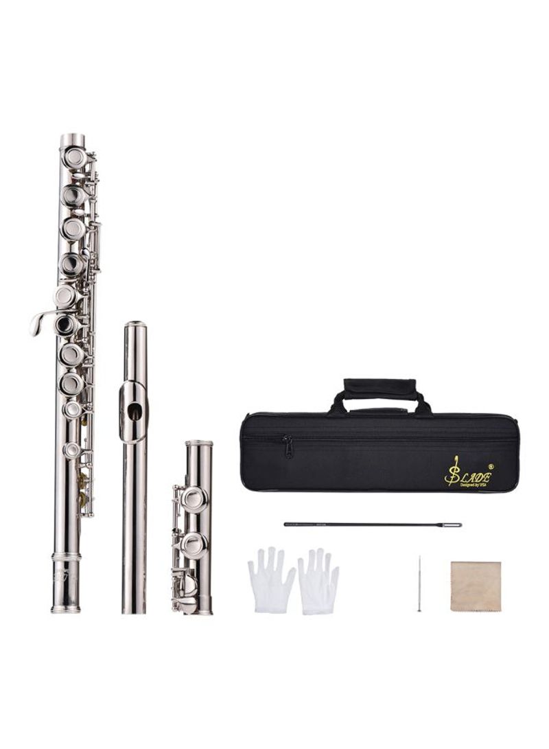 16 Holes Silver Plated Flute With Accessories