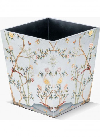 Floral Printed Decorative Waste Bin Grey