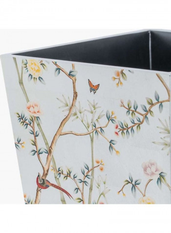 Floral Printed Decorative Waste Bin Grey