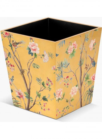 Floral Printed Decorative Waste Bin Yellow