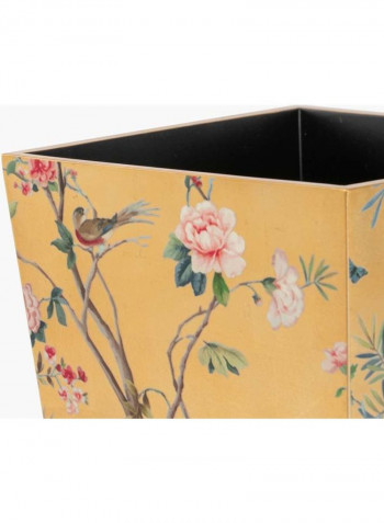 Floral Printed Decorative Waste Bin Yellow