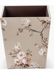 Waste Bin Floral Printed Box For Home Decoration Beige