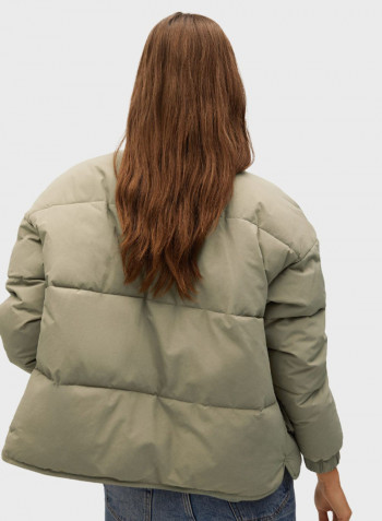 Zip Through Bomber Jacket Green