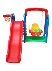 3-In-1 Play Slide With Basketball Net 135x 120x 60centimeter