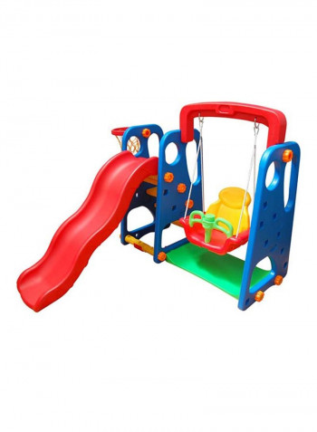 3-In-1 Play Slide With Basketball Net 135x 120x 60centimeter