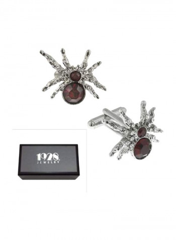 Crystal Studded Spider Shaped Cufflinks