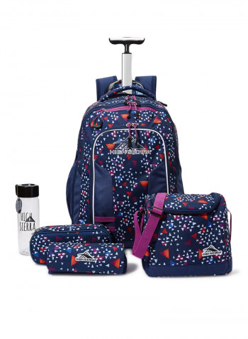 5 Piece Blaise Wheeled Backpack Set Blue