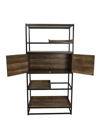 5-Tier Wooden Bookshelf Storage Organizer Brown/Black 80x160x40cm
