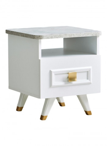 Ivanka End Table With Drawer White/Gold 49.8x55.5x49.8centimeter