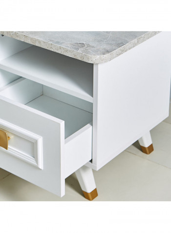Ivanka End Table With Drawer White/Gold 49.8x55.5x49.8centimeter